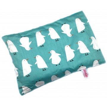 Teal Penguin Cotton Minky Short Husk Pillow