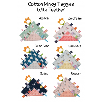 Cotton Minky Taggies With Teether