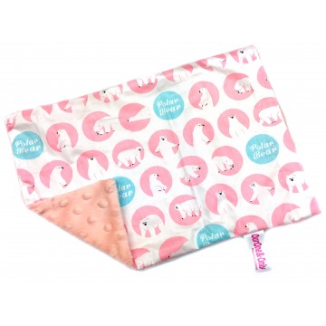Pink Polar Bear Cotton Minky Short Pillow Case