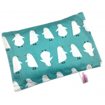 Teal Penguin Full Cotton Short Husk Pillow